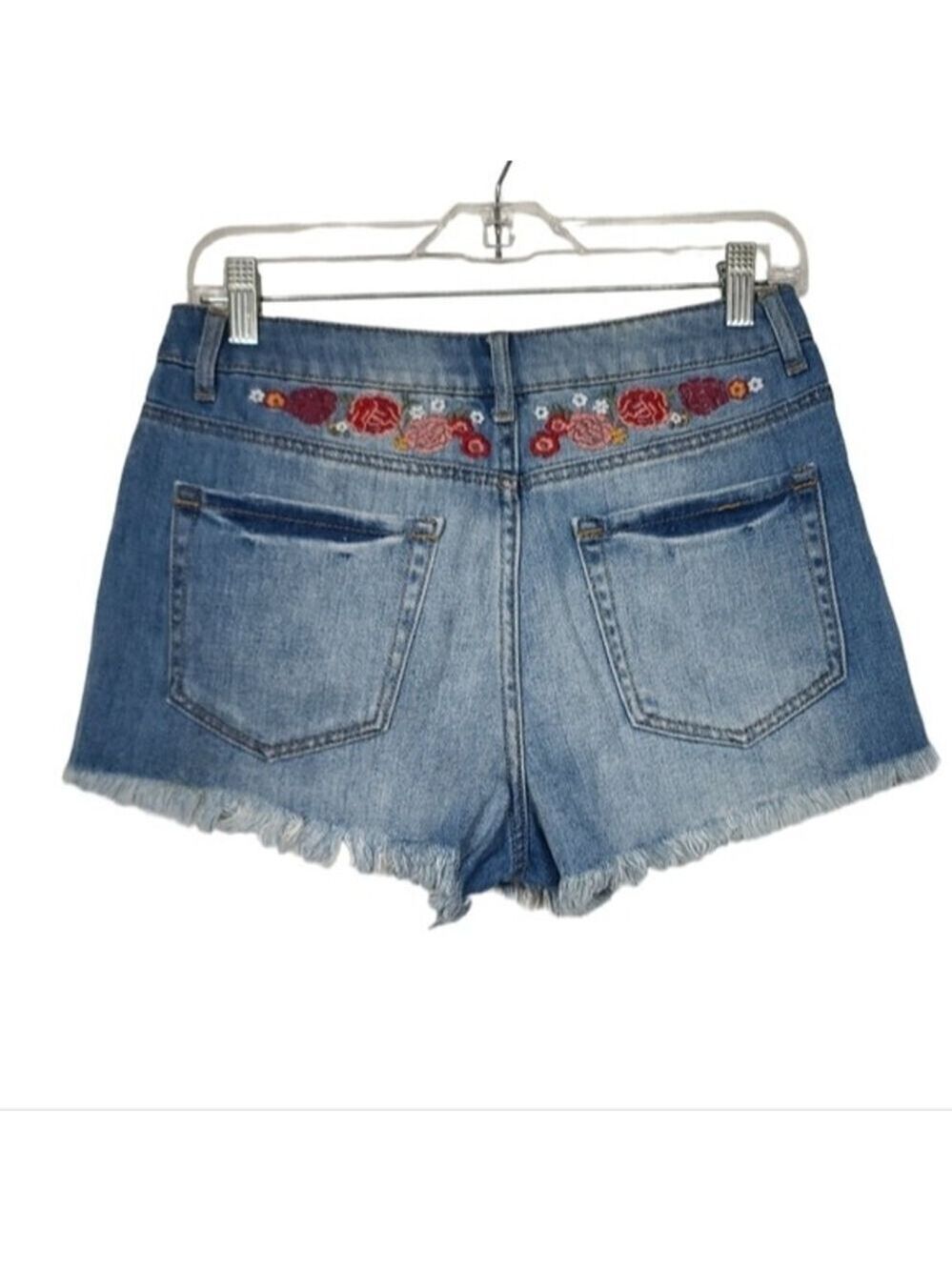 Forever 21 Floral Embroidered Denim Raw Hem Shorts 27 - Picture 4 of 7